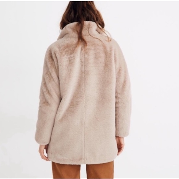 NWT Madewell Faux Fur Coat in Bisque - Picture 4 of 11